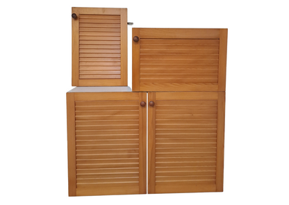 Ensemble de meubles muraux en pin à portes persiennes