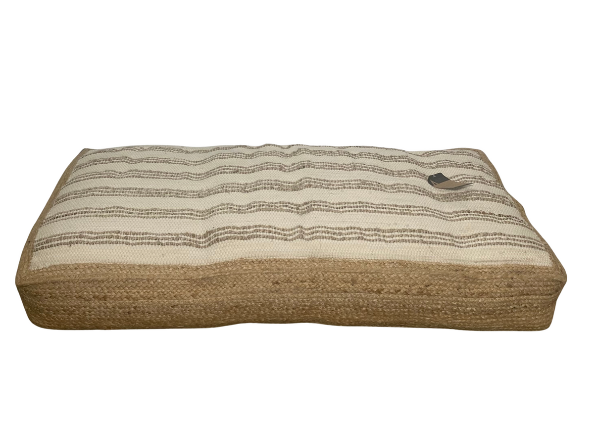 Coussin de palette à rayures beige et écru (L 120 × P 60 × H 15 cm)