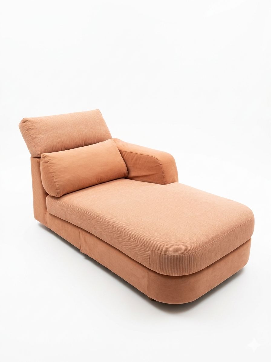Méridienne en tissu orange pâle