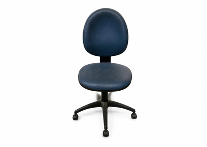 Chaise de bureau à roulettes en tissu bleu sans accoudoirs