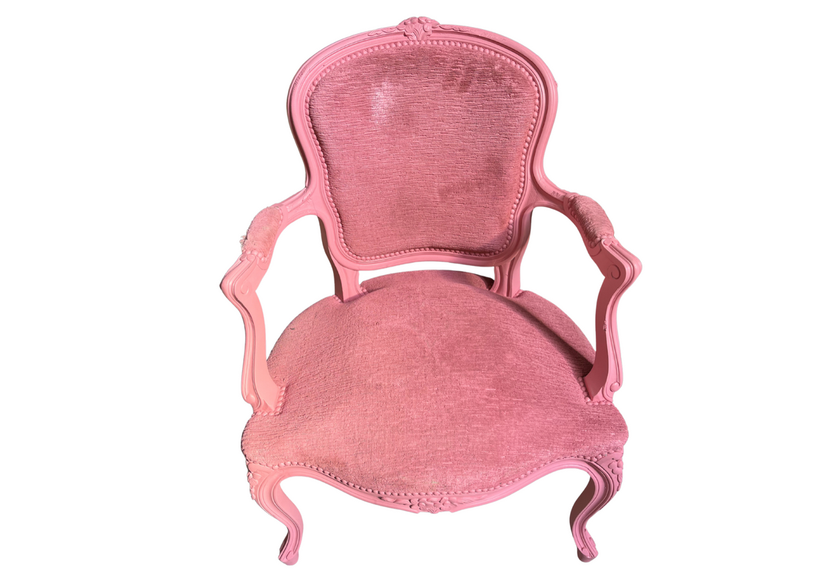 Fauteuil cabriolet de style Louis XV rose