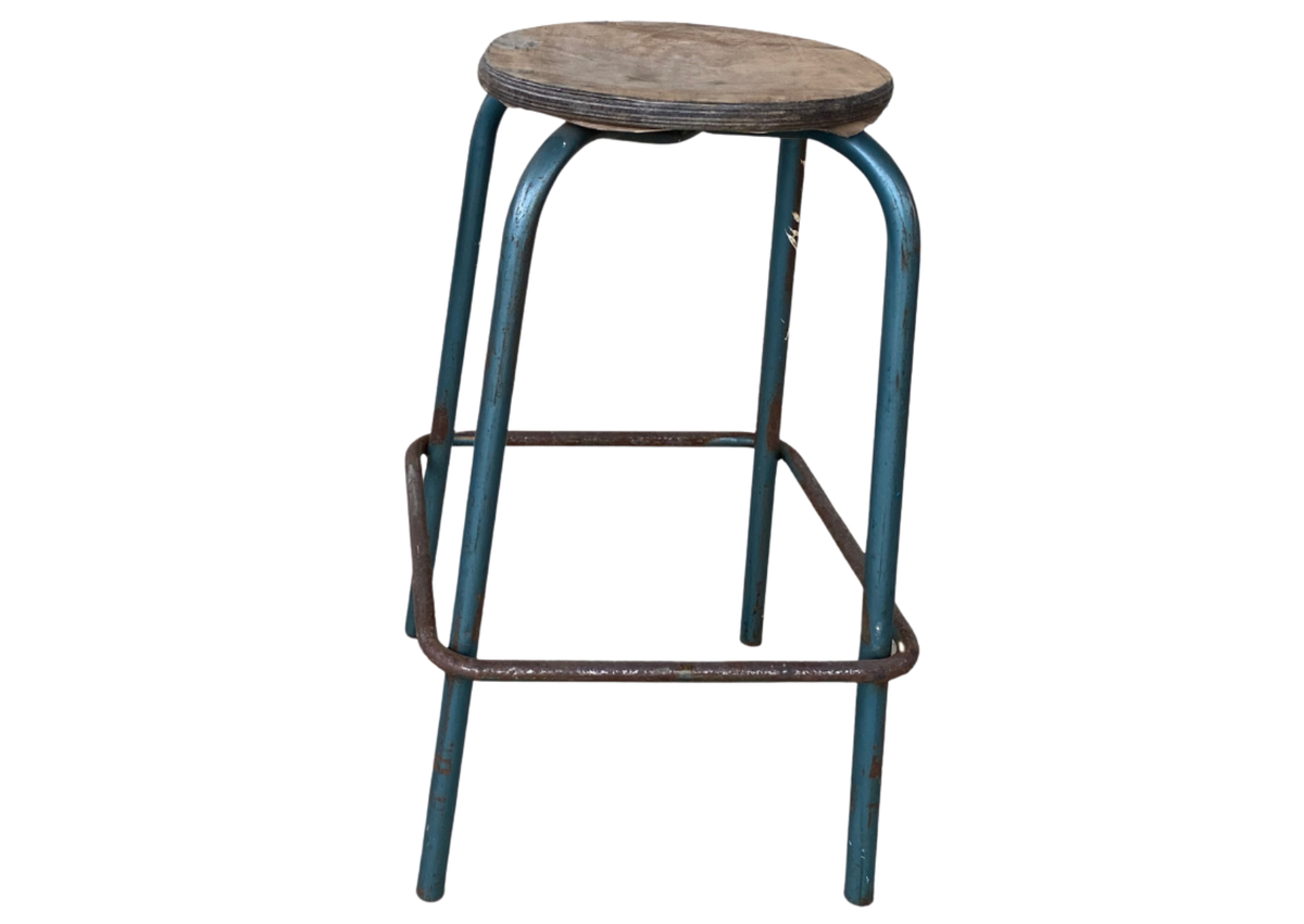 Tabouret haut en métal à assise ronde
