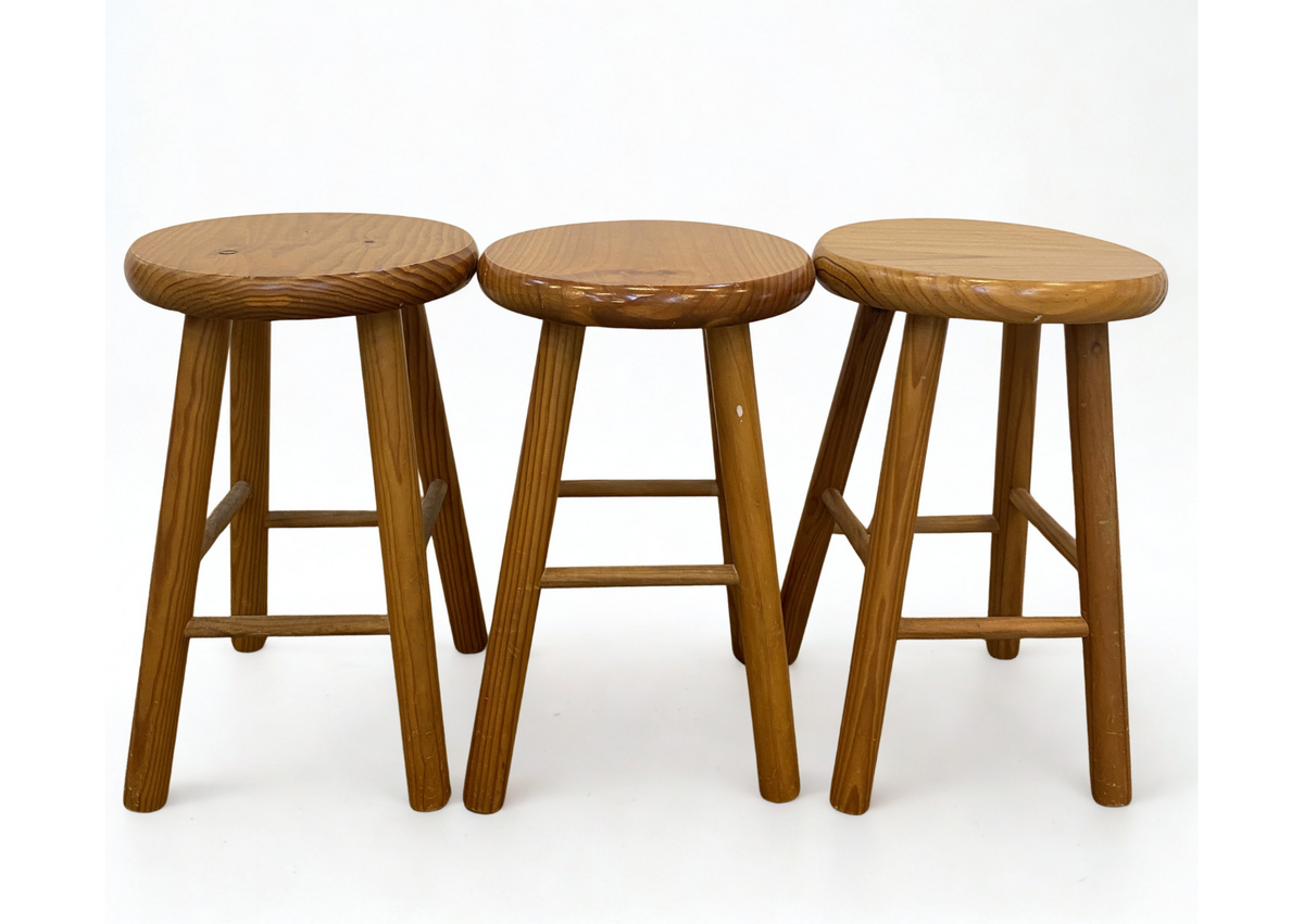 Lot de tabourets ronds en bois