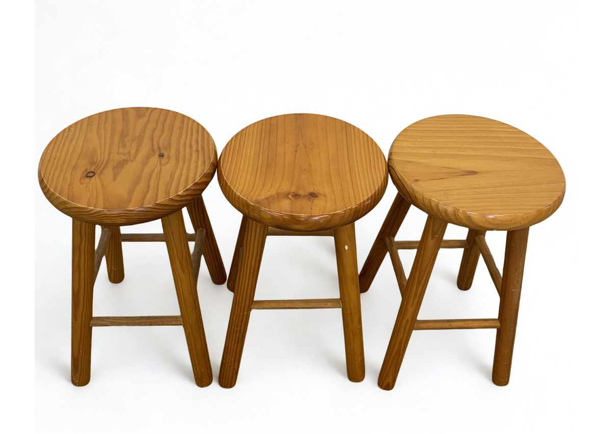 Lot de tabourets ronds en bois