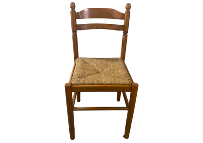Chaise en bois à dossier à barrettes et assise paillée