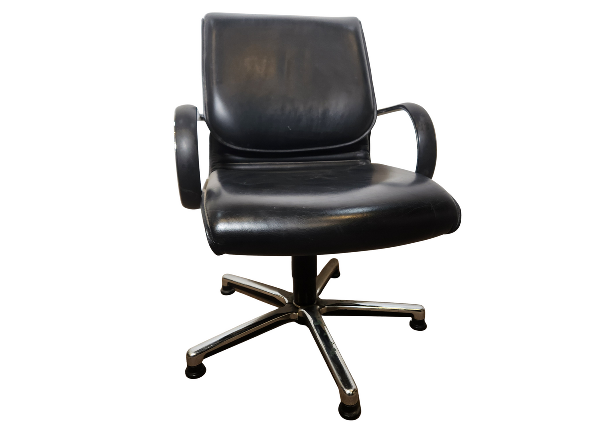 Chaise de bureau en simili cuir noir et métal chromé