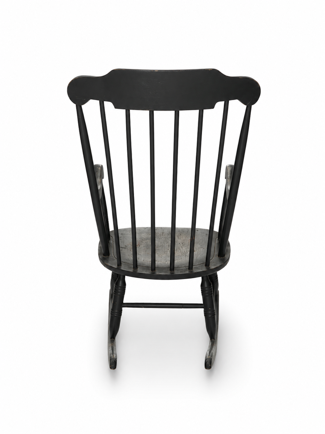 Rocking-chair en bois noir à barreaux (H 103 cm)
