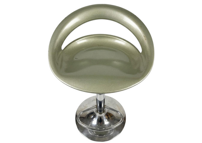 Tabouret de bar à coque argentée sur pied chromé