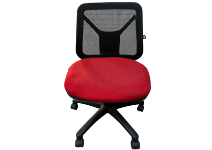Chaise de bureau à roulettes à dossier en résille et assise rouge