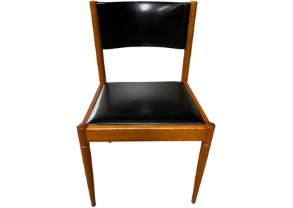 Chaise vintage en bois et cuir noir