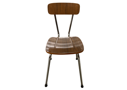 Chaise vintage en bois brun et métal chromé