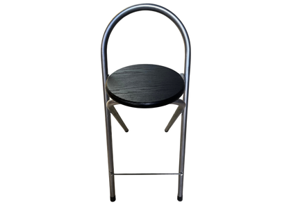 Tabouret à dossier arceau en métal chromé