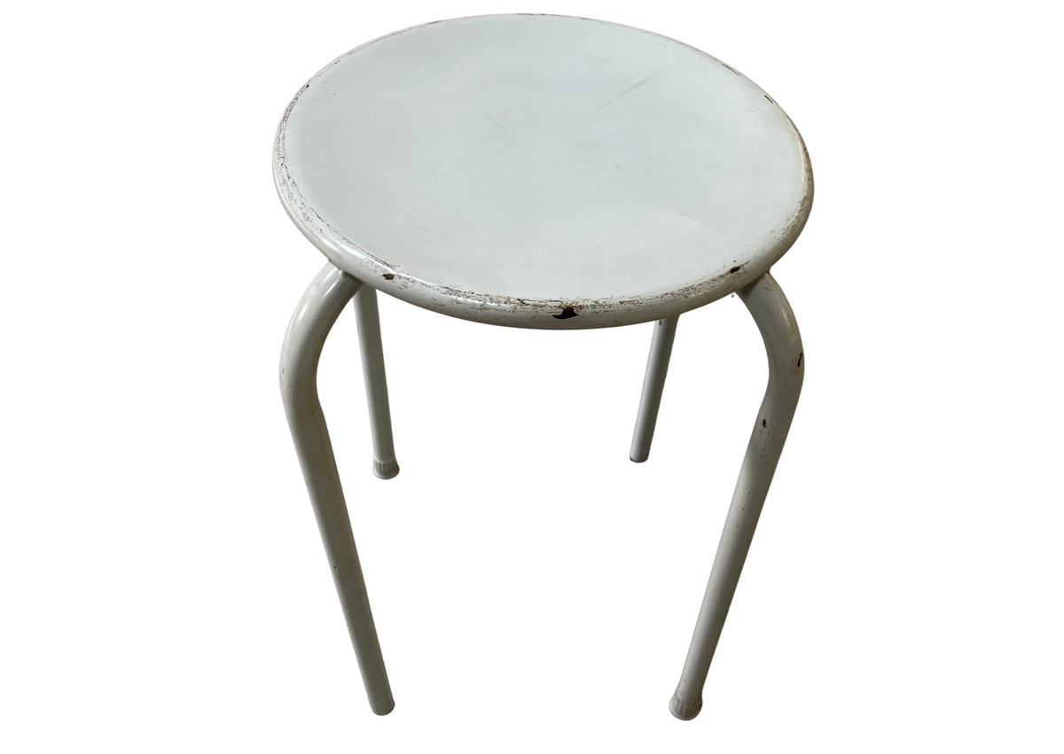 Paire de tabourets à assise ronde blanche