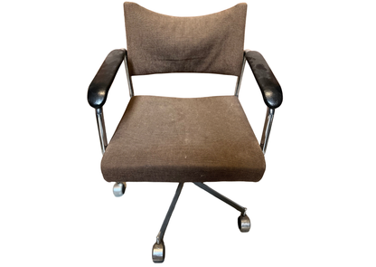 Chaise de bureau vintage à roulettes en tissu marron clair
