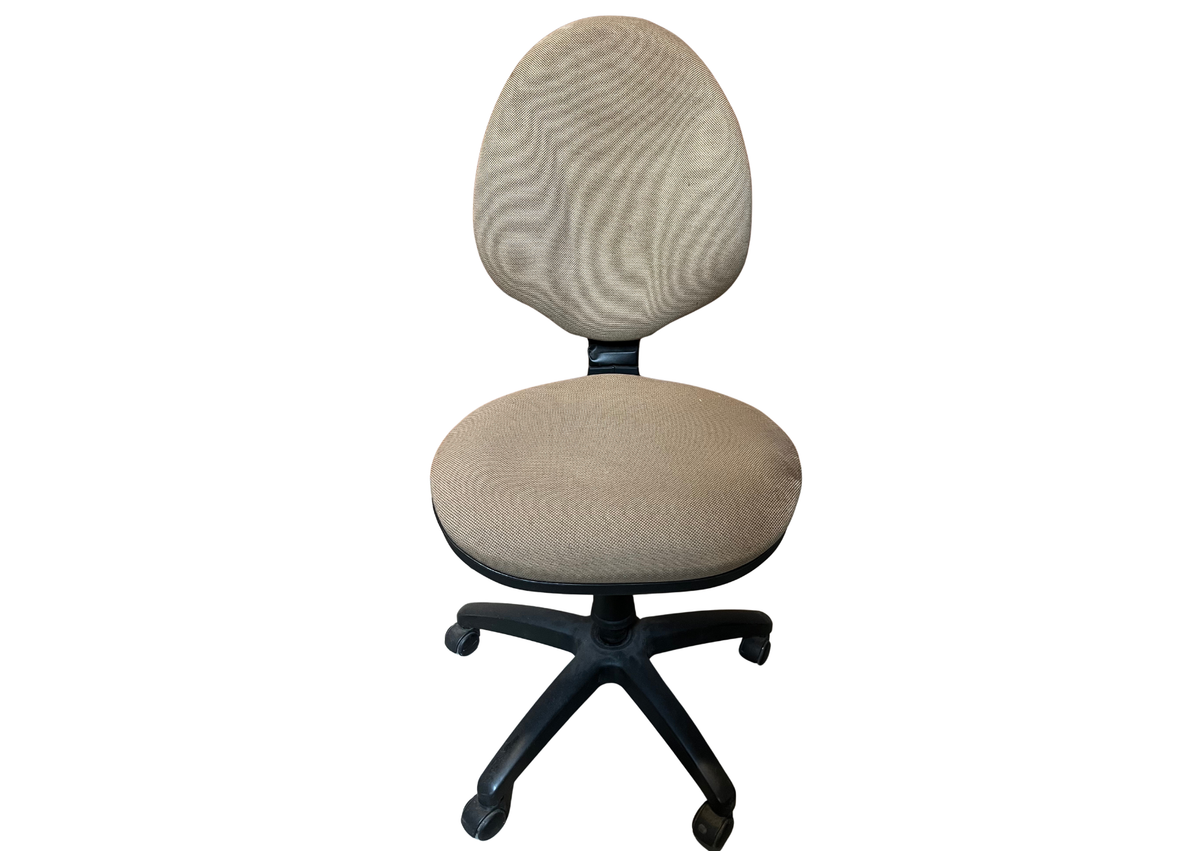 Chaise de bureau à roulettes en tissu beige sans accoudoirs