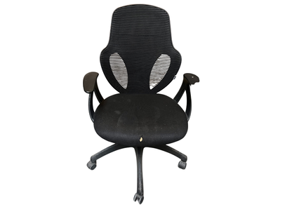 Chaise de bureau à roulettes noire à dossier ajouré