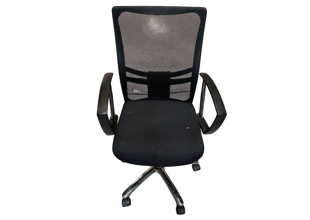 Chaise de bureau à roulettes noire à haut dossier en résille