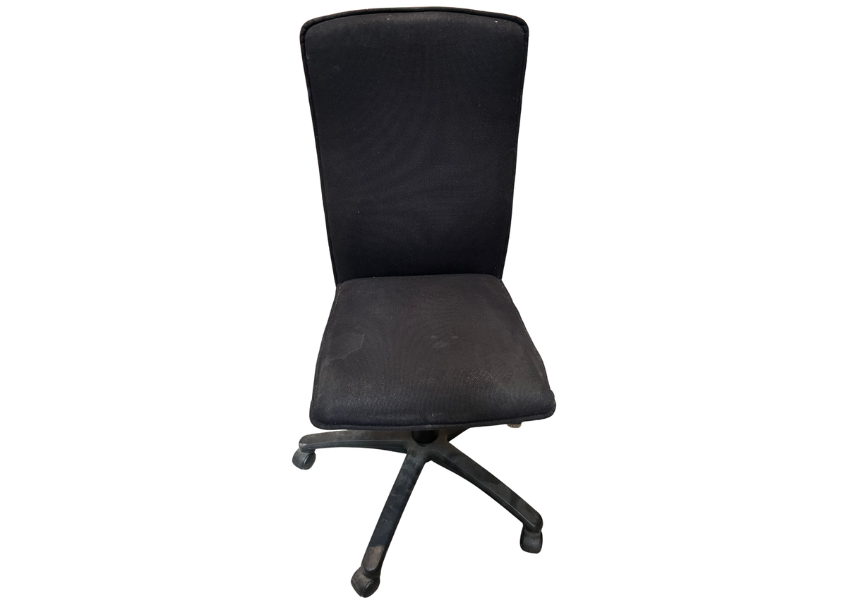 Chaise de bureau en tissu noir à haut dossier sans accoudoirs
