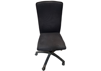 Chaise de bureau en tissu noir à haut dossier sans accoudoirs