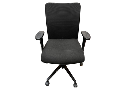 Chaise de bureau en tissu noir à dossier rectangulaire