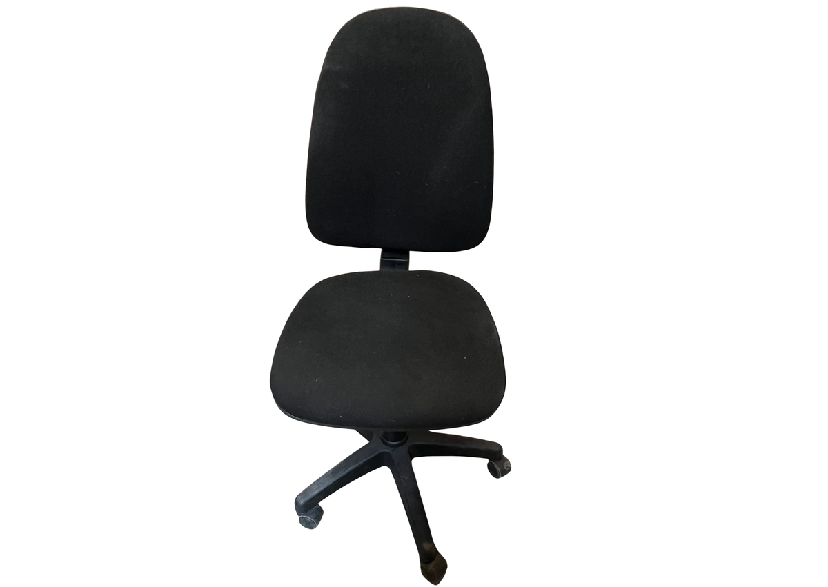 Chaise de bureau à roulettes en tissu noir sans accoudoirs