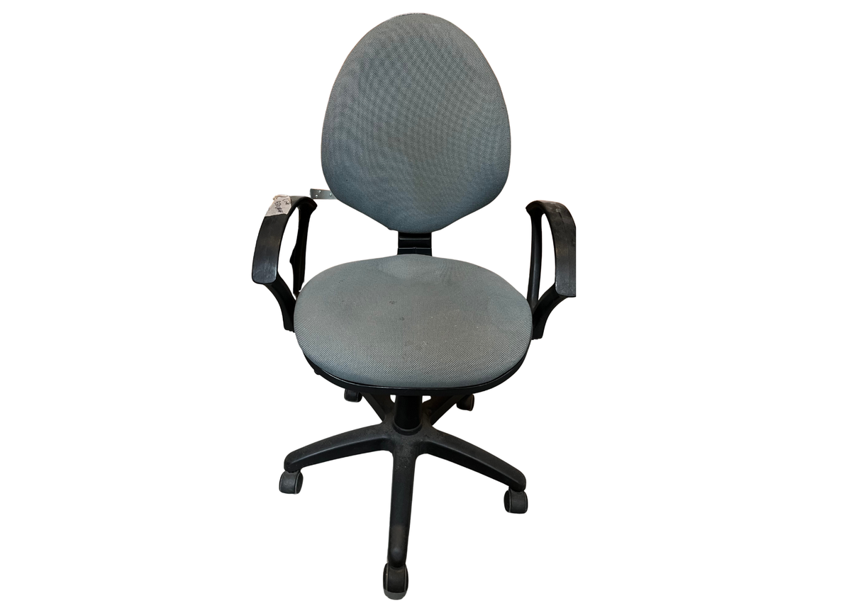 Chaise de bureau à roulettes en tissu gris à accoudoirs