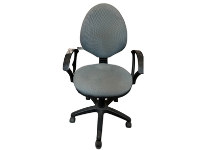 Chaise de bureau à roulettes en tissu gris à accoudoirs