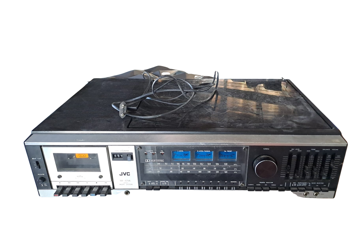 Chaîne hi-fi des années 70 avec platine (L 60 × P 41 × H 16 cm)
