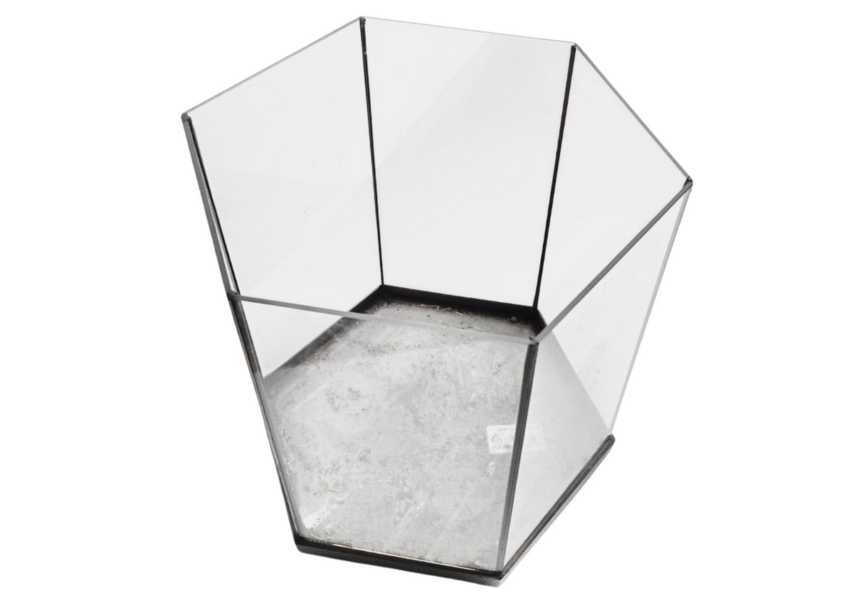 Aquarium d'angle pentagonal en verre