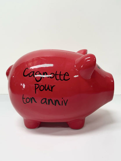 Tirelire cochon rouge
