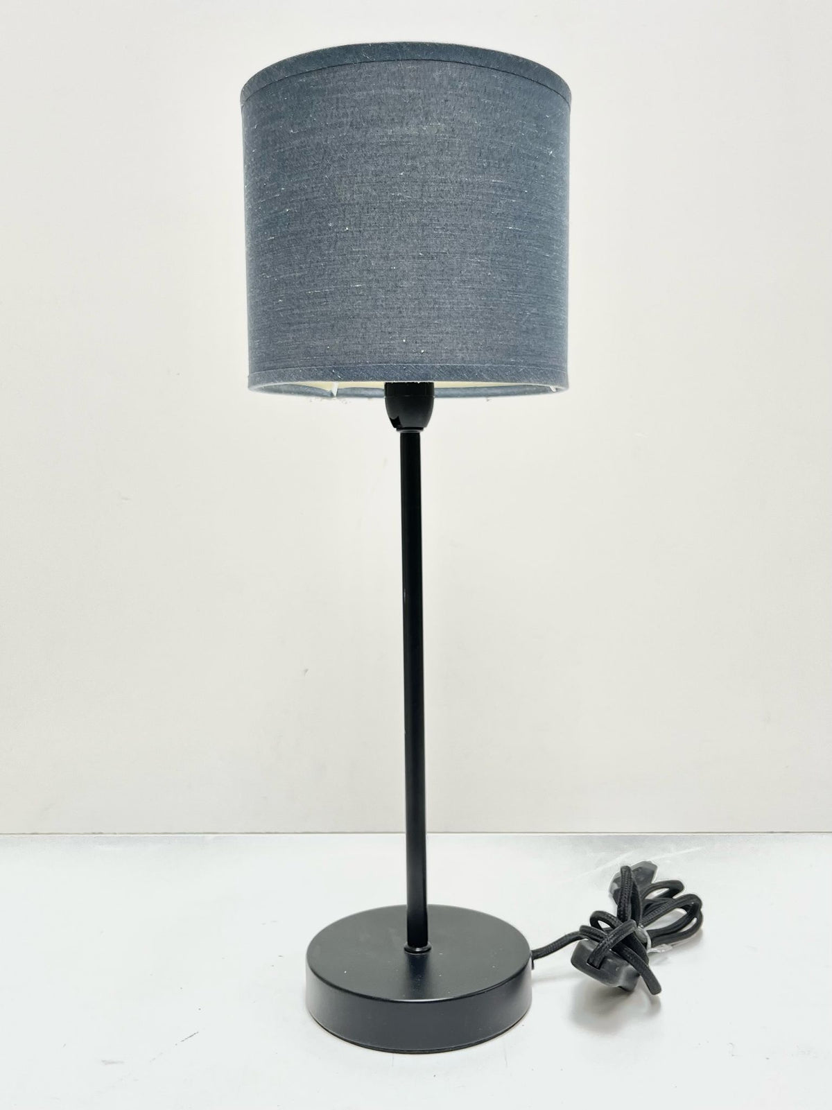 Abat-jour cylindrique en tissu gris-bleu