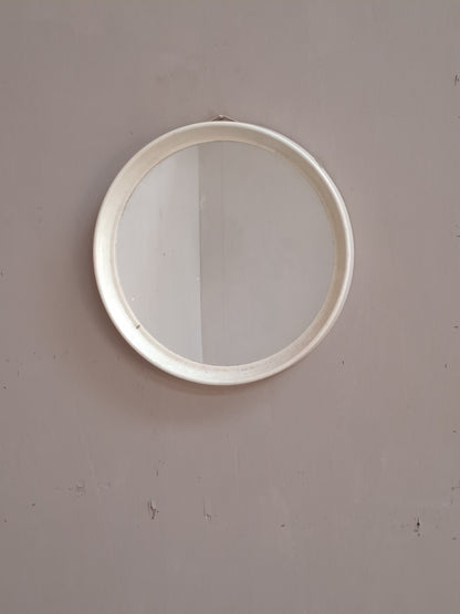 Grand miroir rond, plastique blanc