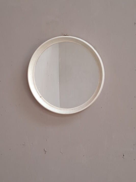 Grand miroir rond, plastique blanc