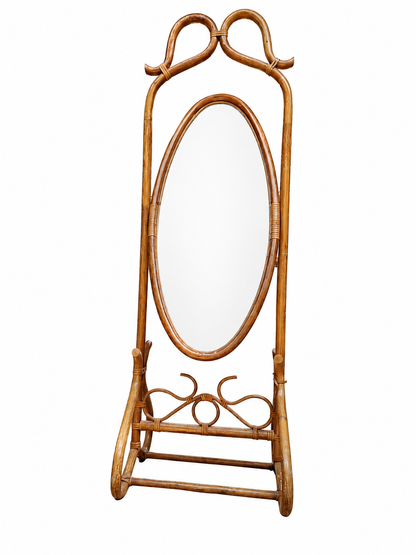 Miroir psyché en rotin