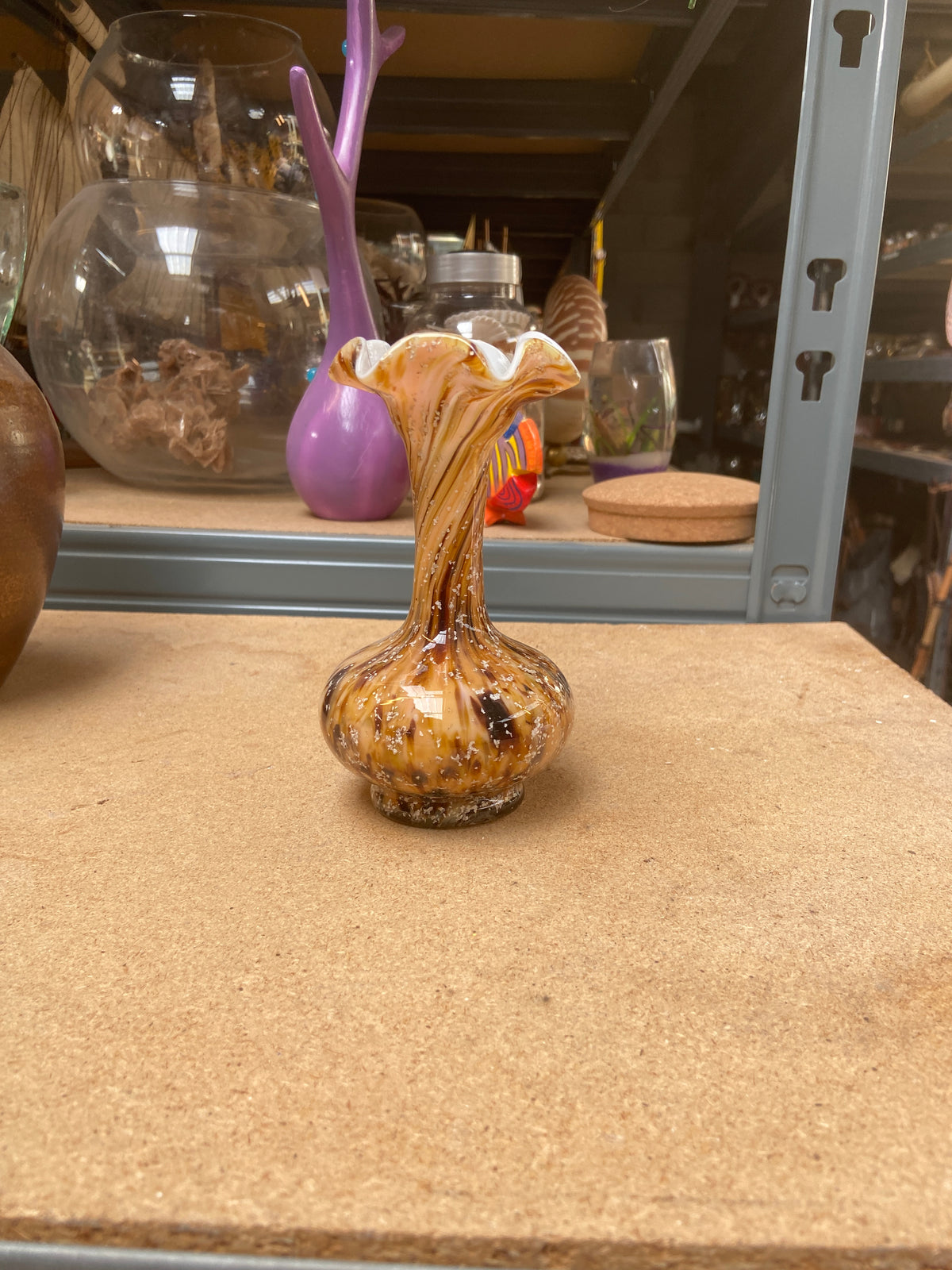 Vase verre - beige et marron