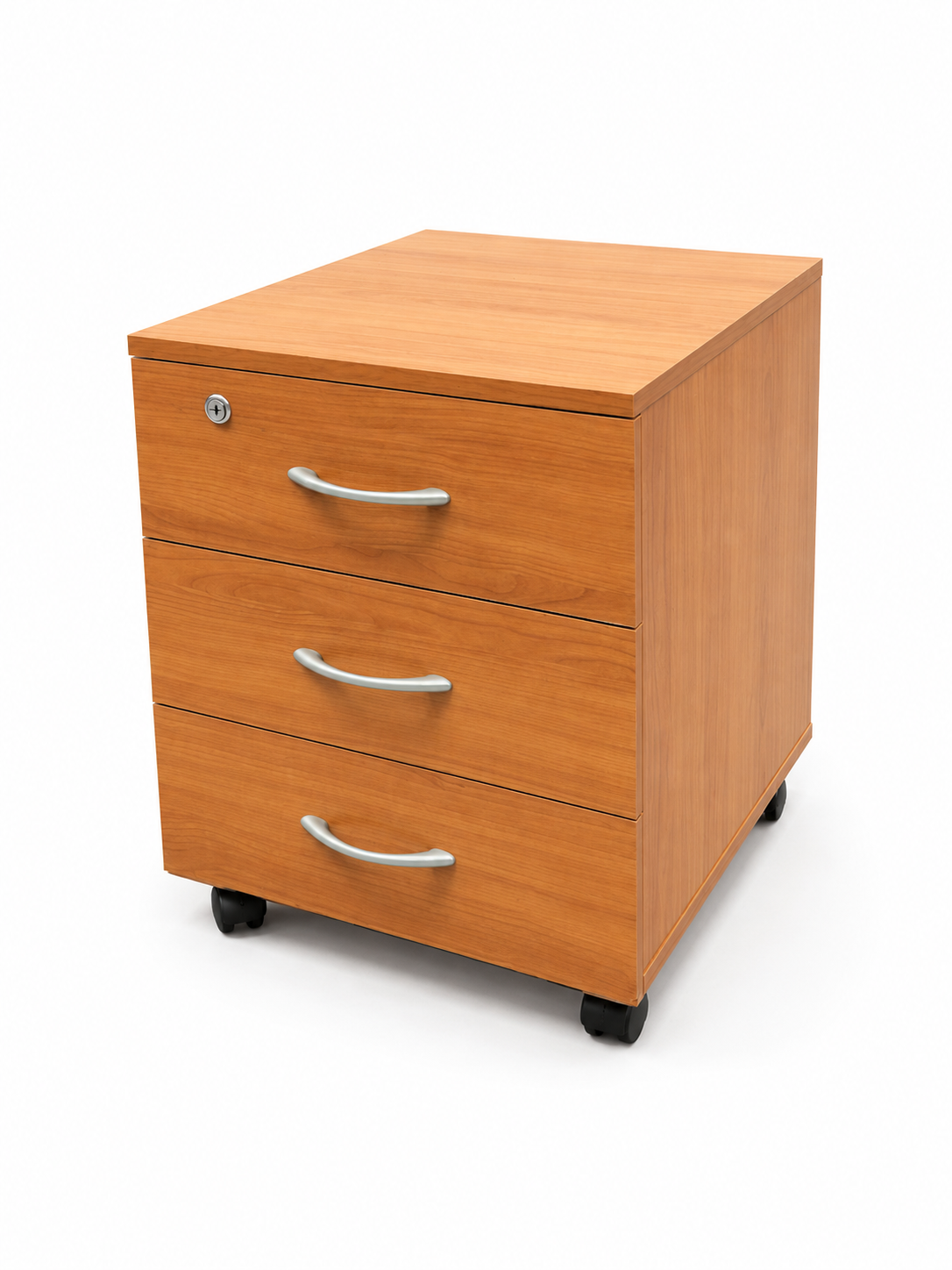 Caisson - bureau bois foncé - avec roulettes