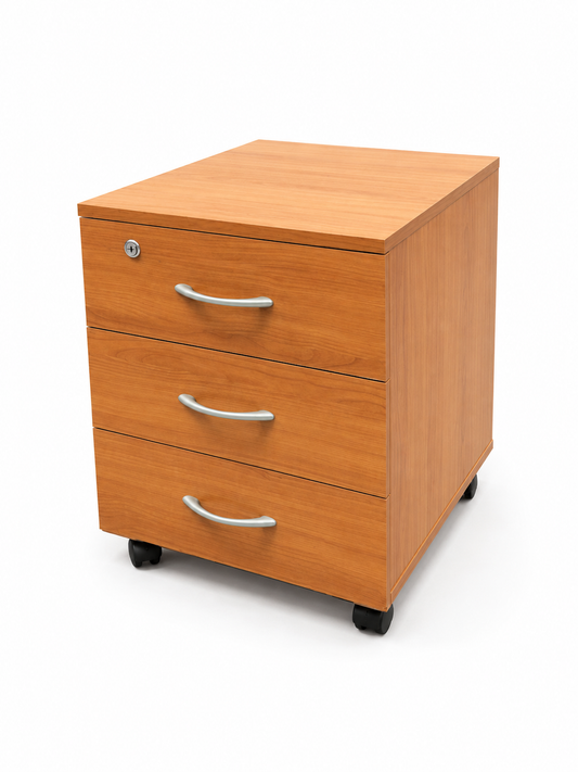 Caisson - bureau bois foncé - avec roulettes
