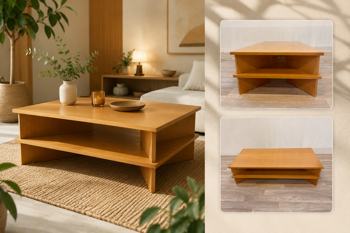 Table basse en bois massif style scandinave