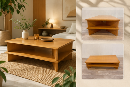 Table basse en bois massif style scandinave