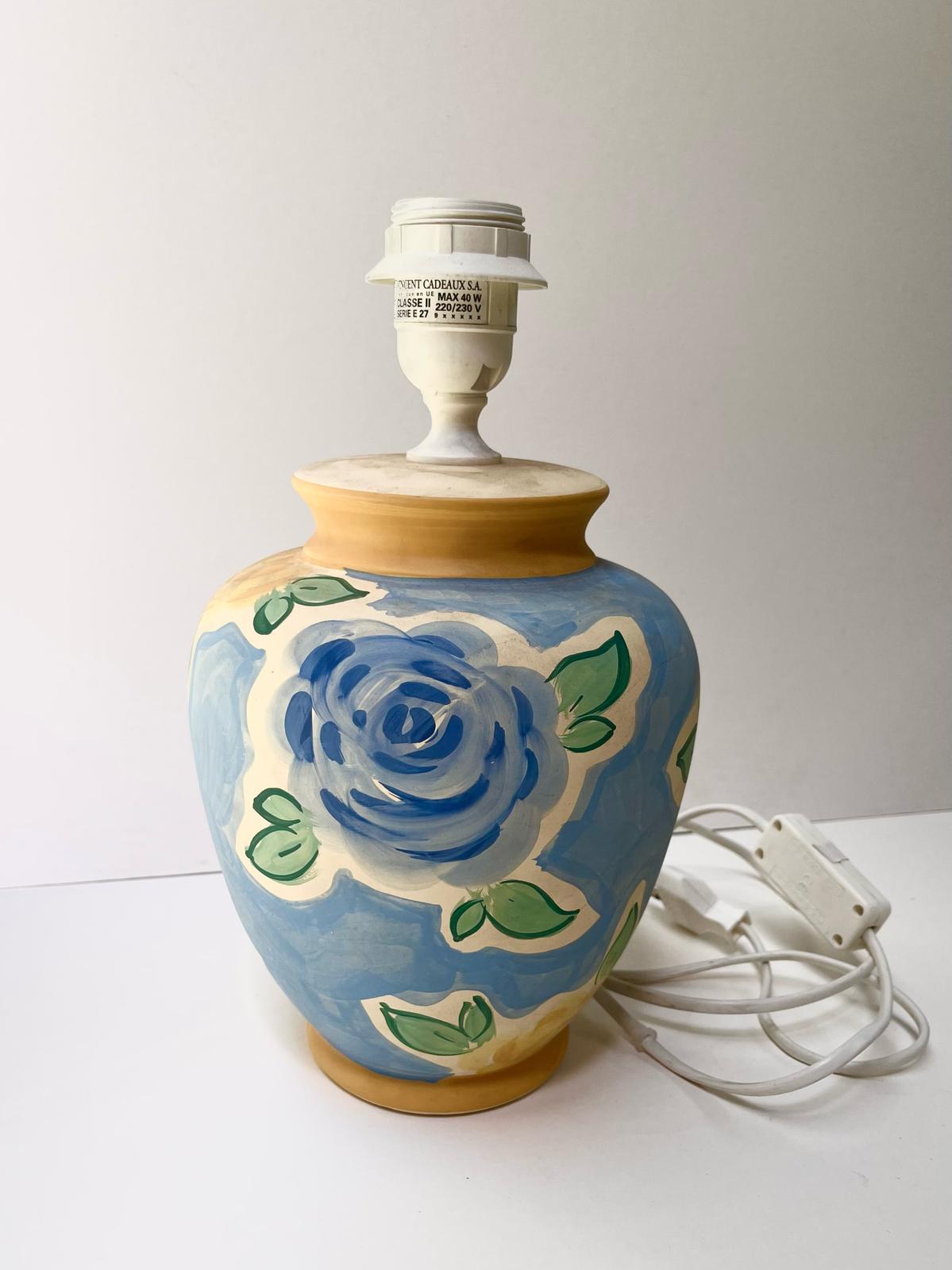 Lampe ronde fleur bleue