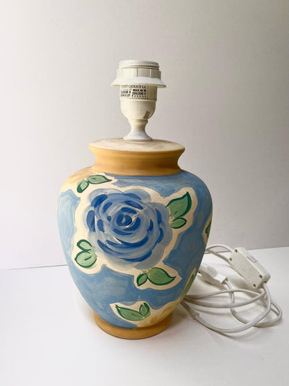 Lampe ronde fleur bleue