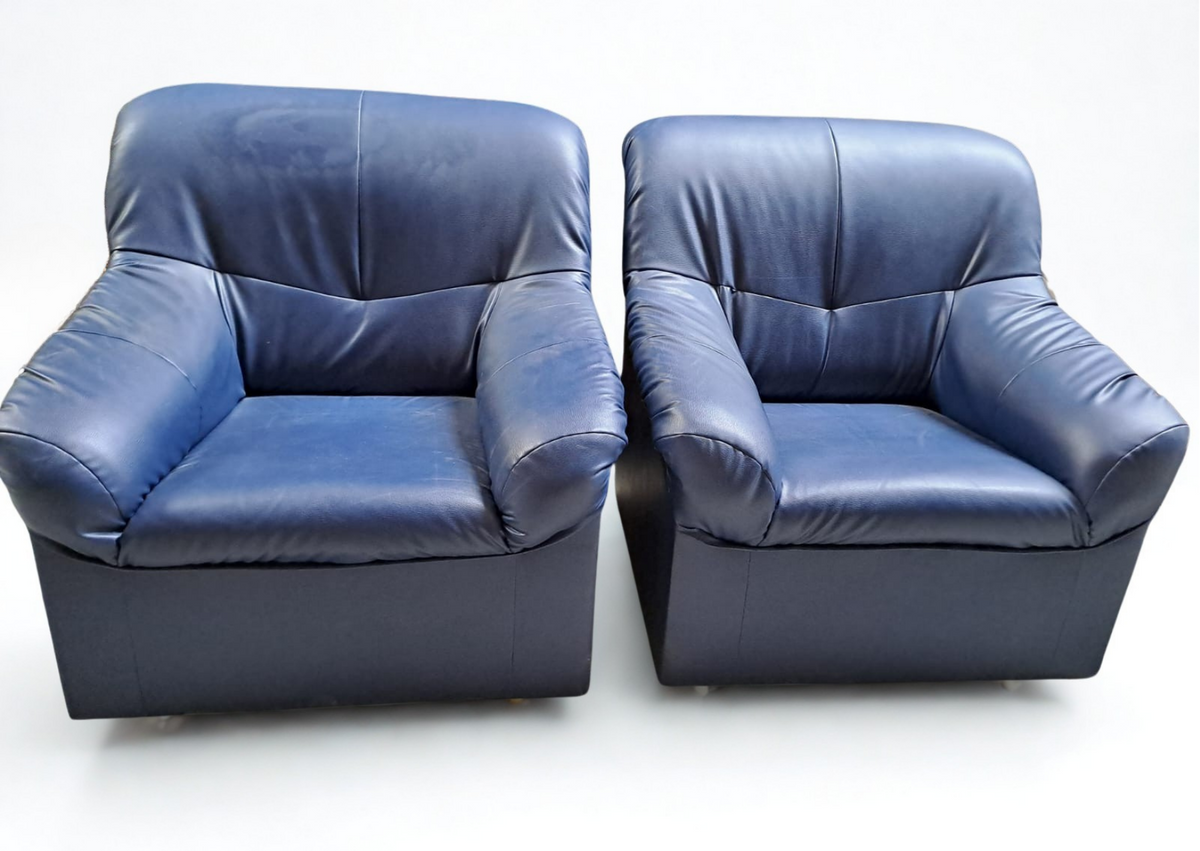 Fauteuil - cuir - bleu