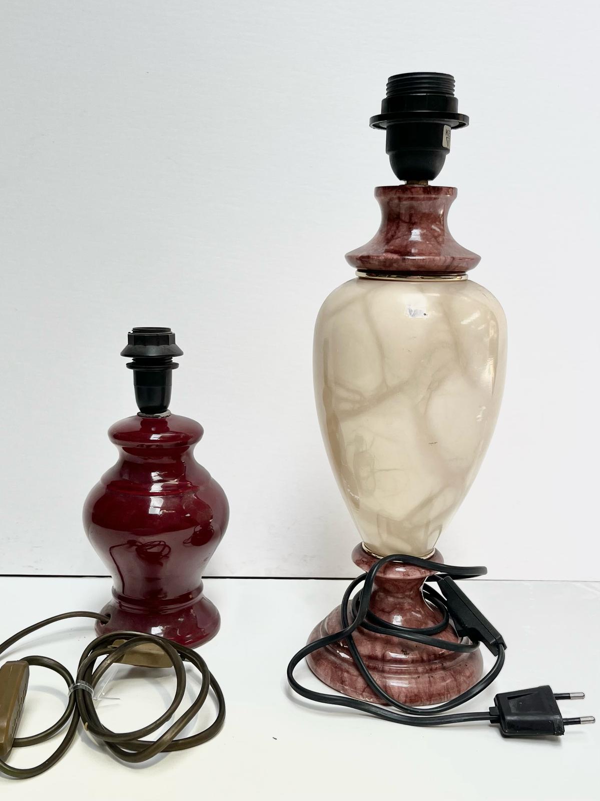 Pied de lampe céramique beige et rouge
