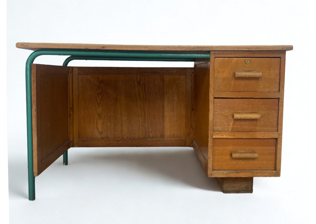 Bureau Droit - Bois - Pied fer - vert