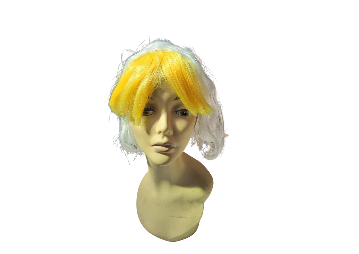 Perruque blanc et jaune