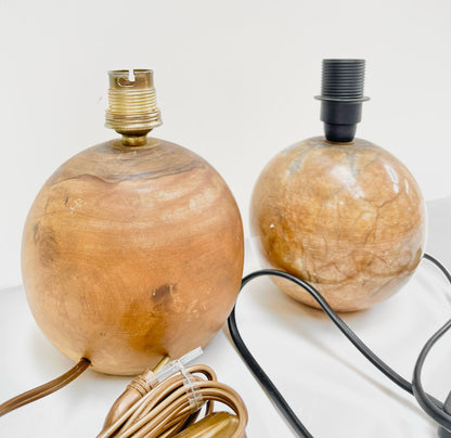 Pieds de lampes ronds bois et marbre