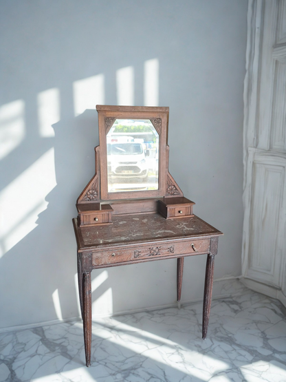 Coiffeuse en bois et marbré