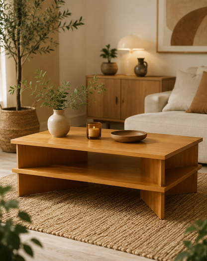 Table basse en bois massif style scandinave