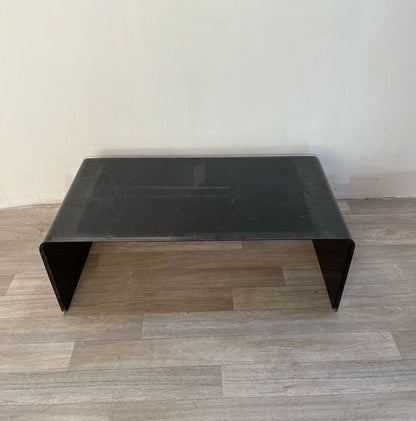 Table basse waterfall en bois laqué noir