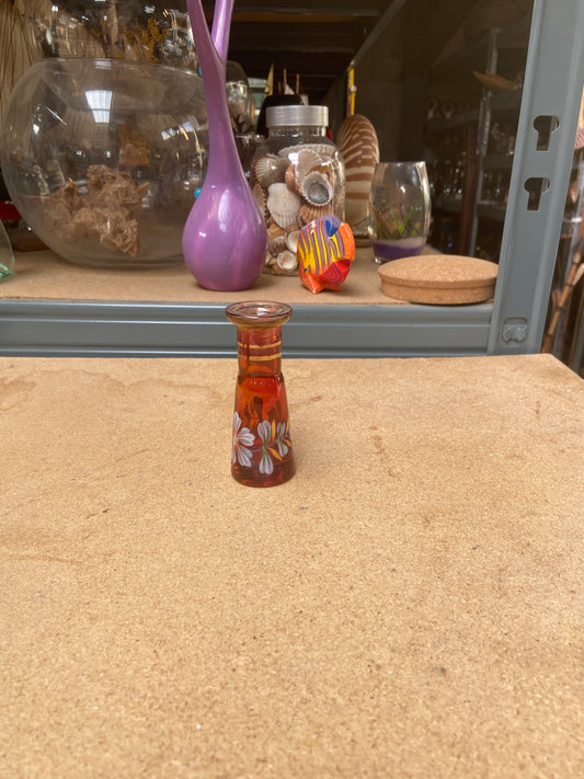 Vase verre - orange - motif fleuri
